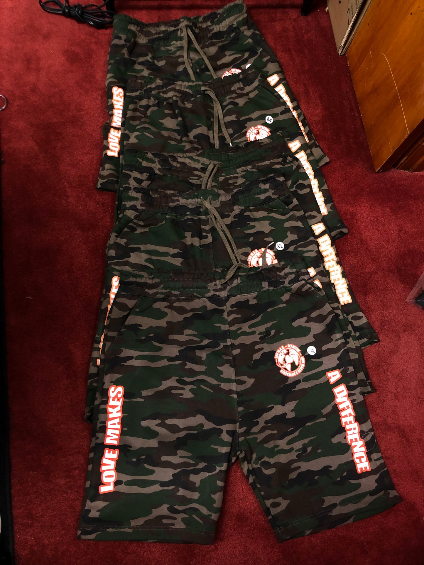 Camo and Orange Blood Sweat N Tears Shorts