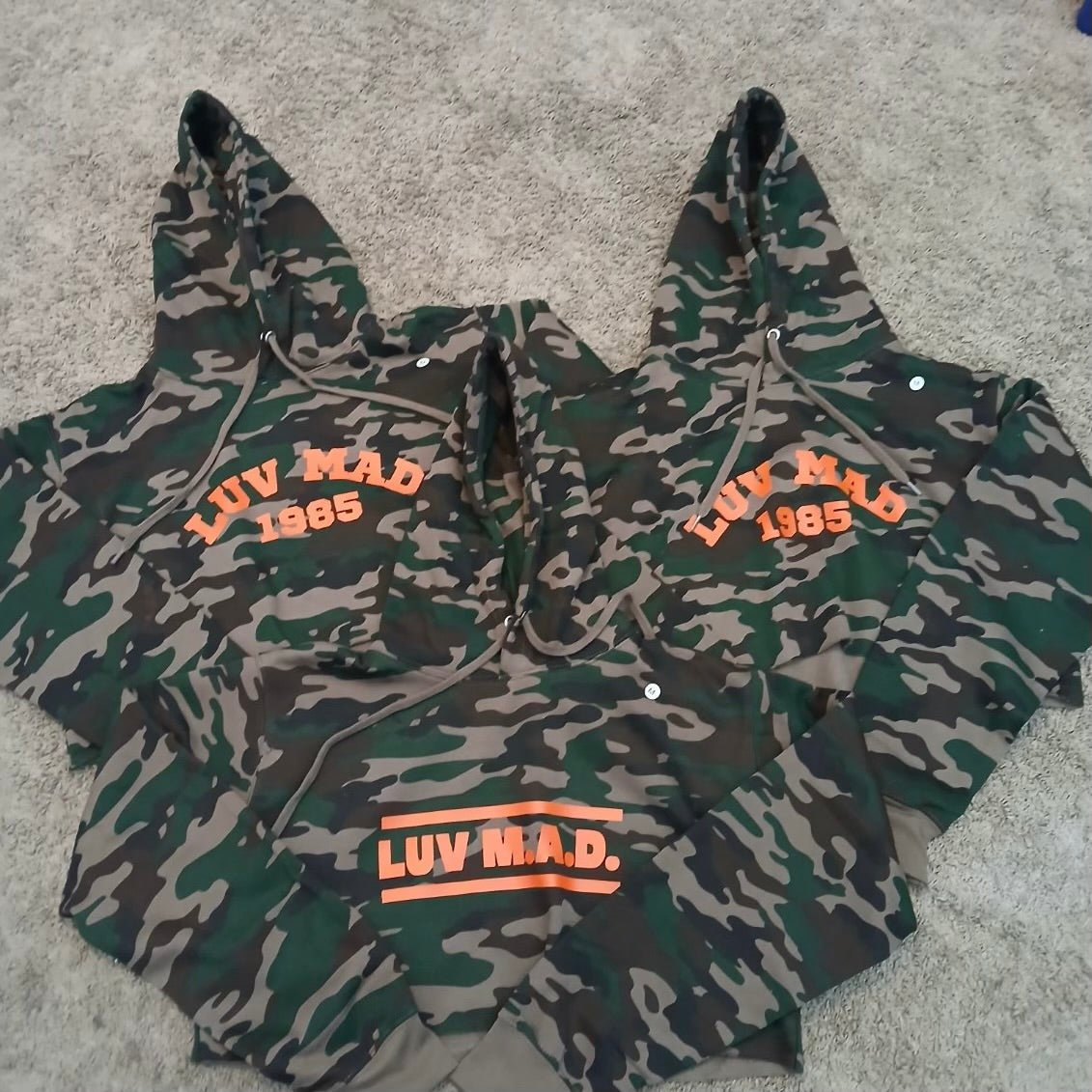 Luv Mad Camo Hooded Crop Top for Women