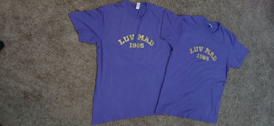 Purple and Gold LuvMad tee (Men’s Large)